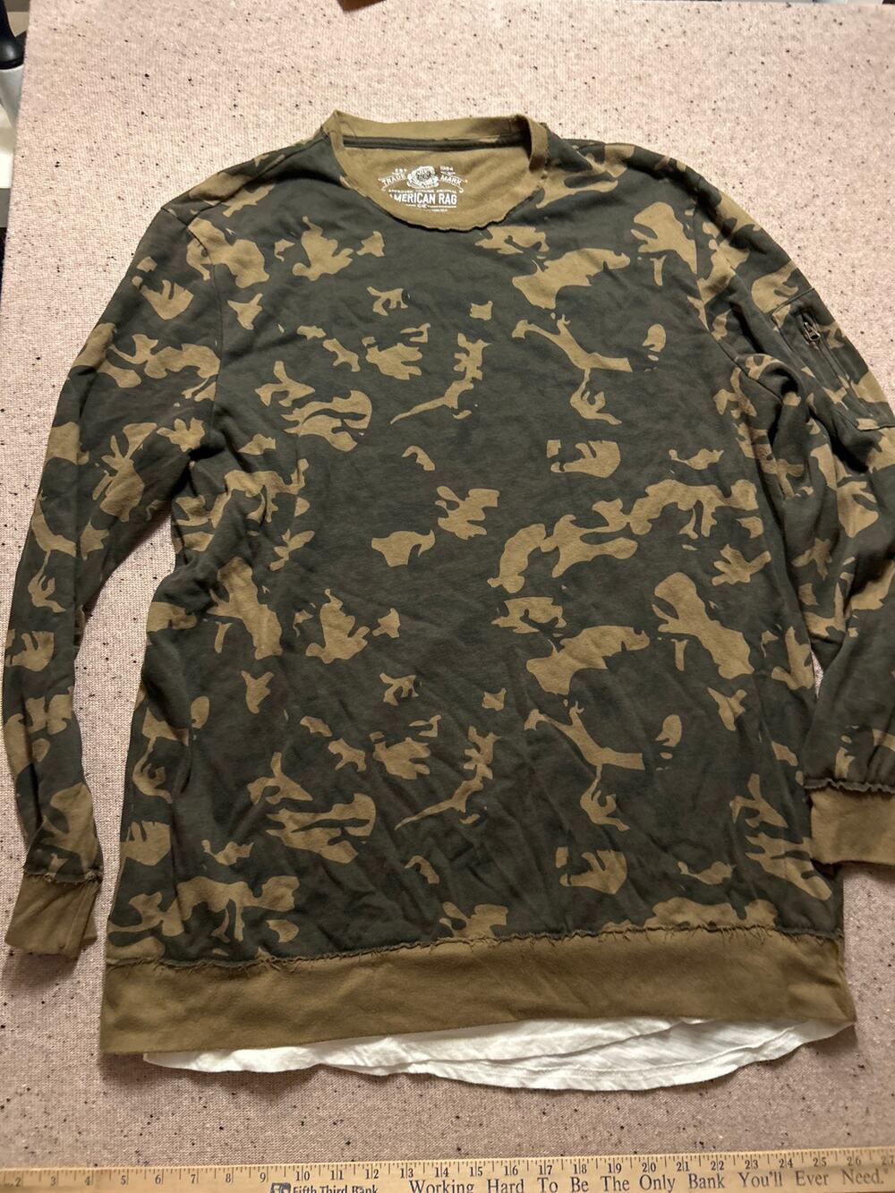American Rag Men's Layered Camo Sweatshirt Large